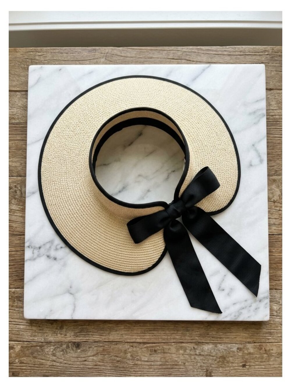 Straw Sun Visor Hat UPF 50+ Wide Shade Open-Top Ponytail Adjustable